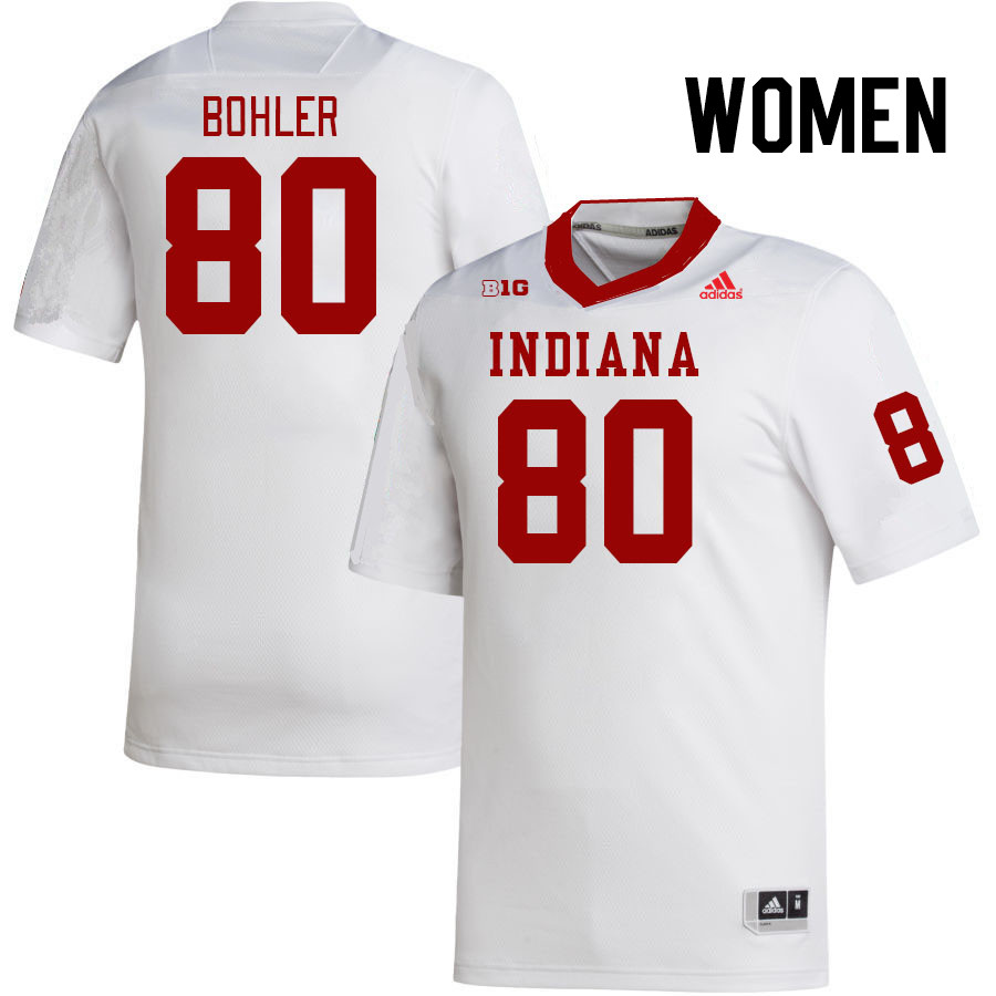 Women #80 Derrick Bohler Indiana Hoosiers College Football Jerseys Stitched Sale-White